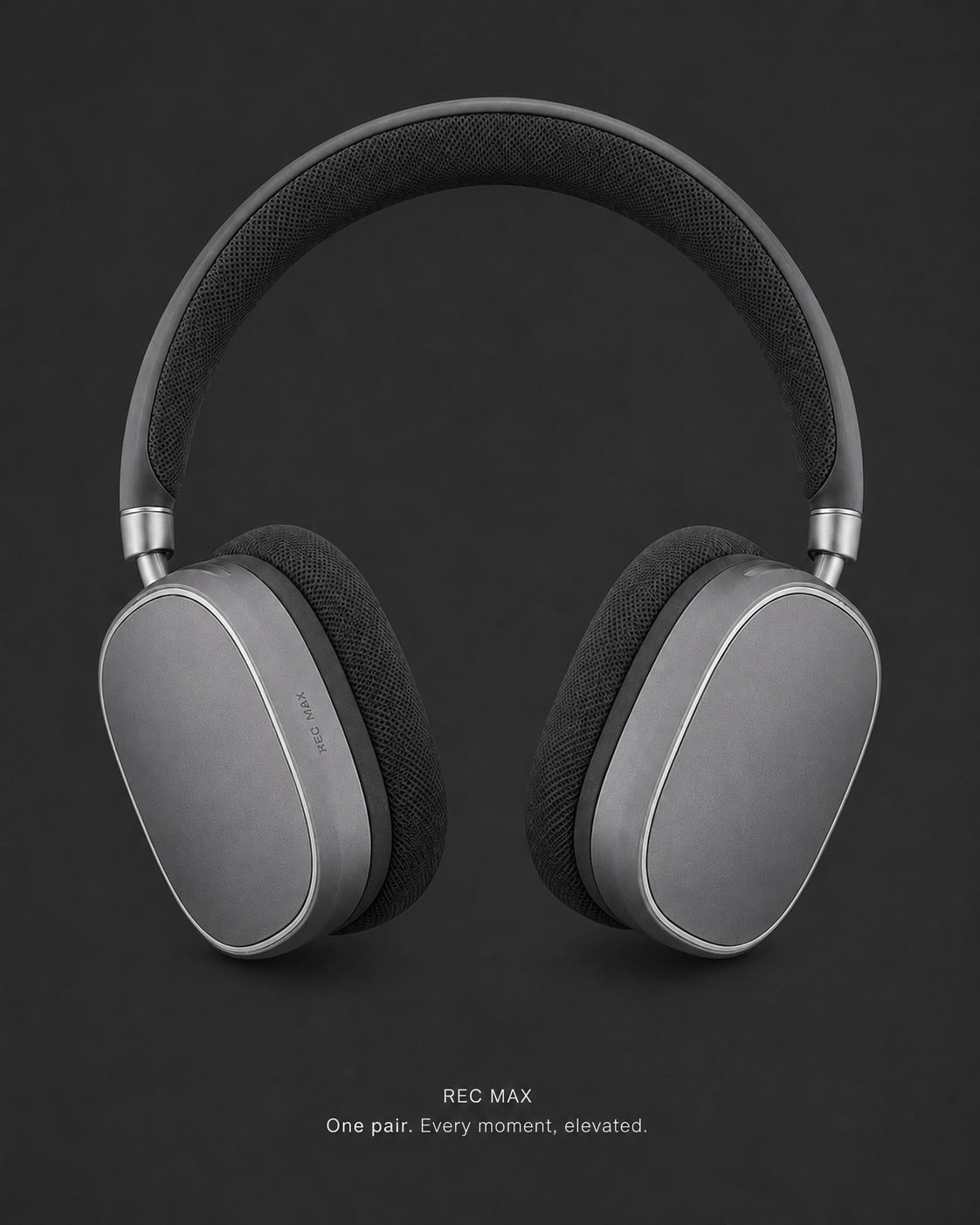 REC MAX headphones hero — AI-generated campaign key visual